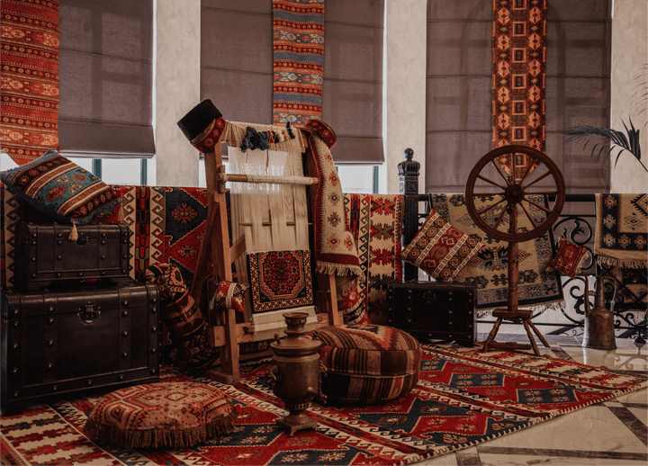 An artisan carefully selecting threads for a new Turkish carpet, embodying centuries-old traditions in every knot and color choice.