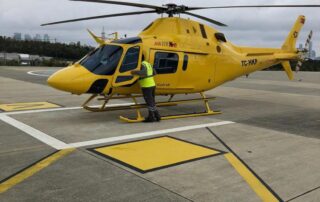 Aerial view of the Bosphorus bridges during a private Istanbul helicopter tour